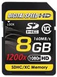 Дигитална Брзина 8GB 1200x Професионална Голема Брзина Mach III 160mb / s Грешка Слободен HD Мемориска Картичка Класа 10