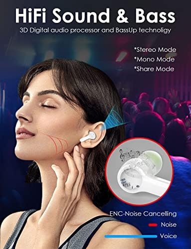 XLEADER безжични ушни уши про Hifi Bass Smart Touch Bluetooth слушалки со USB-C за полнење MIC 48H Playtime 6pairs уво Совети и