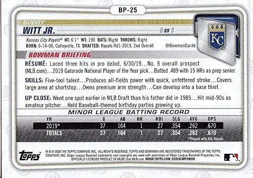 2020 Бауман Проспекти #БП-25 Боби Вит rуниор Канзас Сити Ројалс МЛБ Бејзбол картичка НМ-МТ
