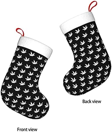 Божиќни чорапи за божиќни чорапи марихуана плевел лист двостран камин што виси чорапи