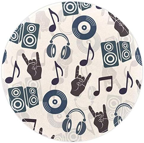 Музички додатоци на Heoeh Музички слушалки Диск ЦД плоча шема, не -лизгачки доормат 15,7 тркалезна област килими теписи за деца спална