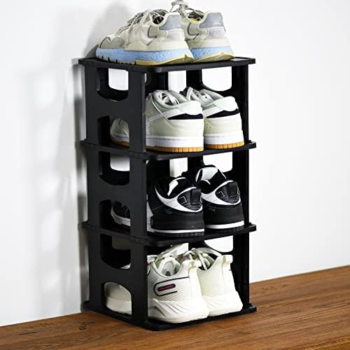 Вертикални лавици за чевли Sdlumeiy 4, расклопувани и собрани едноставни лавици за чевли, организатор на чевли, пластични лавици