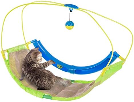 Petmaker Interactive Cat Toy Toys Rocking Activity Mat- Swing Station Playing Station со површина за гребење на сисал, играчка