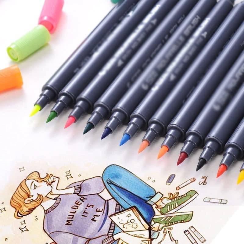 ZSEDP маркери Поставете бои со двојна врв четка за четка за цртање сликарство акварел уметнички маркери пенкала за материјали за уметност