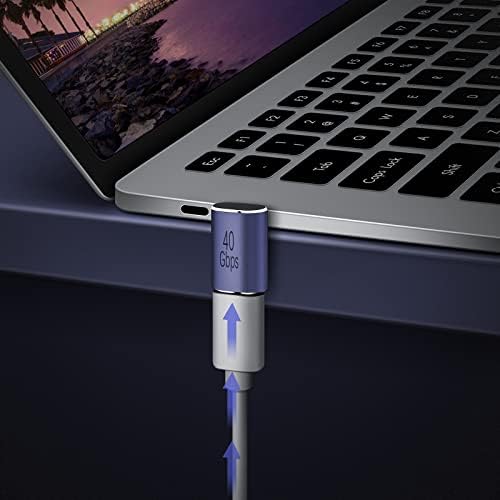 Findeed USB C машки до USB Cен-USB-C 90 степени адаптер, десен агол UBC машки до женски адаптер за Switch, MacBook Pro /Air, Tablet