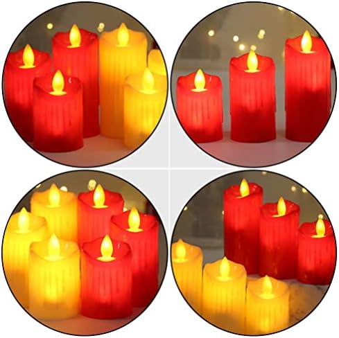 Абоофан 3 парчиња црвена LED црвена LED безмејна батерија со свеќи управувани со свеќи Електрични лажни чајни свеќи за ден на в Valentубените