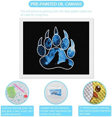 PAW Galaxy Night Wolf Diamond Kits Kits 5d DIY целосна вежба Rhinestone Arts Wallид декор за возрасни 16 x20