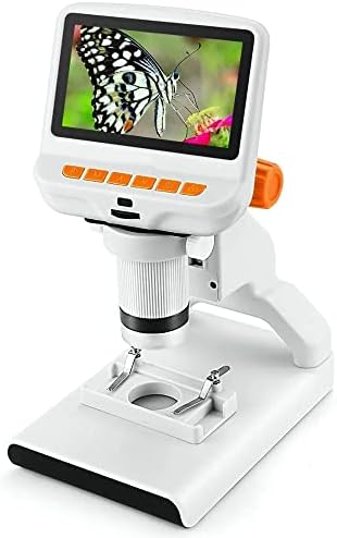 4,3 Дигитален микроскоп 220X зголемување, 720p 30fps Видео микроскоп, со прилагодливи LED светла, вклопување со употреба на лемење и откривање