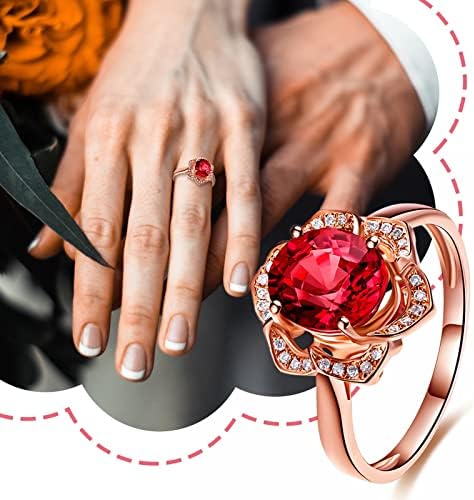 Предлог за моден прстен, дами прстен на в Valentубените прстен циркон роза црвен ден подароци прстени прстени за прсти за прст