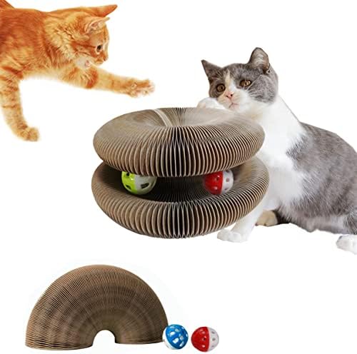 Магичниот Орган За Гребење мачки Доаѓа со 2 Играчки Ѕвонче И Коча Билка, Табла За Гребење Канџи За Мелење Мачки, Преклоплива Удобна
