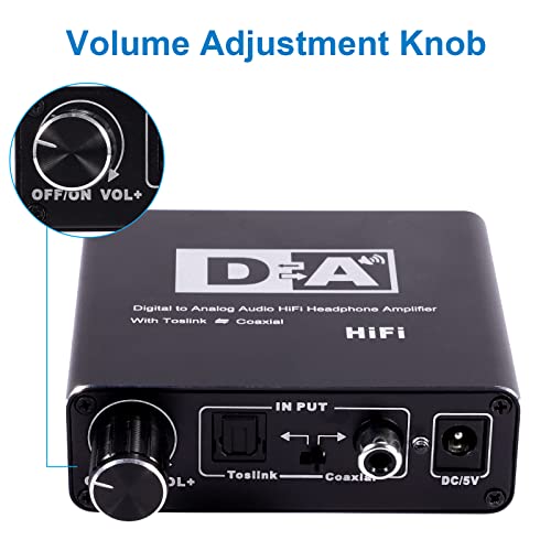 192khz Дигитален До Аналоген Аудио Конвертор Со Прилагодување На Јачината На Звукот, Оптички/Toslink SPDIF/Коаксијален До Аналогни СТЕРЕО