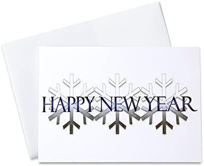 Картички за потписи - Новогодишни честитки, 5х7 инчи, 25 картички и 26 бели со коверти наредени со сребрена фолија