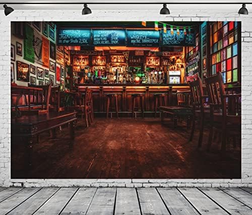 Белеко 15x10ft ткаенина Европска бар внатрешна фотографија позадина ирска паб кафе -ресторан бар шалтер алкохол пијалоци виски