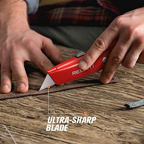 Rexbeti 12 пакувачки нож за алатка за влечење на кутии, 4 сетови со ножеви со алуминиумска школка со 4 бои со дополнителни сечила од 20 парчиња