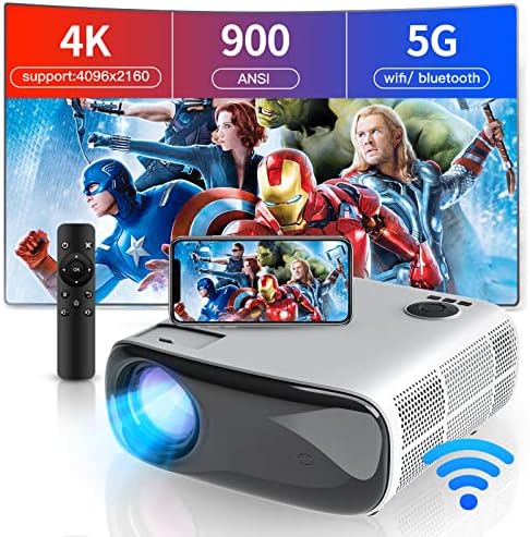 2022 4K FHD 5G WiFi Projector, Bluetooth Projector, Auto Auto Keystone Adjustabler, Upgrade 800Ansi 240 Видео-проектор за домашно кино со HDMI, USB, лаптоп, iOS & Android паметен телефон