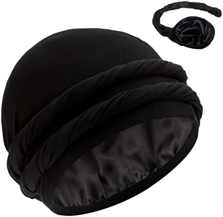 Свилен сатен наречен хало -турбан хауба - претентирана опашка за дизајн на главата за глава Дураг за мажи и жени - капа за коса за спиење