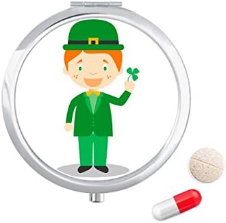 Зелен Костум Ирска Цртан Филм Пилула Случај Џеб Медицина Кутија За Складирање Контејнер Диспензерот