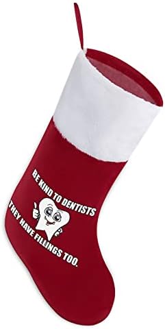 Бидете kindубезни со стоматолози, заби Божиќни чорапи, порибување на Божиќни дрвја Дедо Мраз што висат украси за одмор на камин 16,5 “