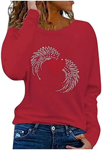 Chirtomенски модни обични кошули Божиќ печатени врвови на вратот на вратот удобно долги ракави блуза есенска џемпер