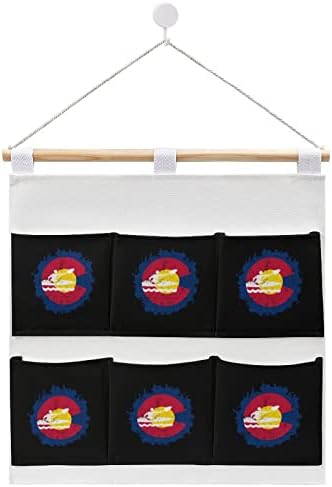 Колорадо Рафтинг Кајак Ѕид Плакарот Виси Торба За Складирање 6 Џебови Лен Памук Над Вратата Организатор Торбички За Спална Соба Бања