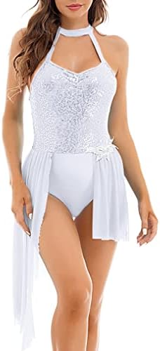 Freebily Women Sequins V-вратот лирски современ костум со ниско здолниште со високи здолништа
