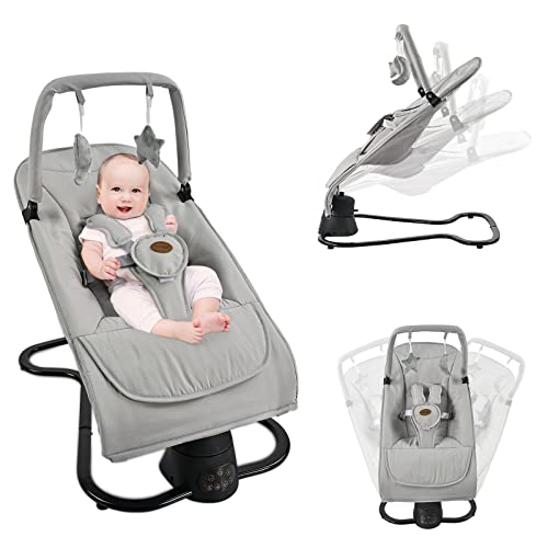 Бебешки засадувачи за новороденчиња, преносен замав за бебе, 3 позиции на седиштата, 5 брзини, 12 приспивања, далечински управувач, USB приклучок за напојување, затворе