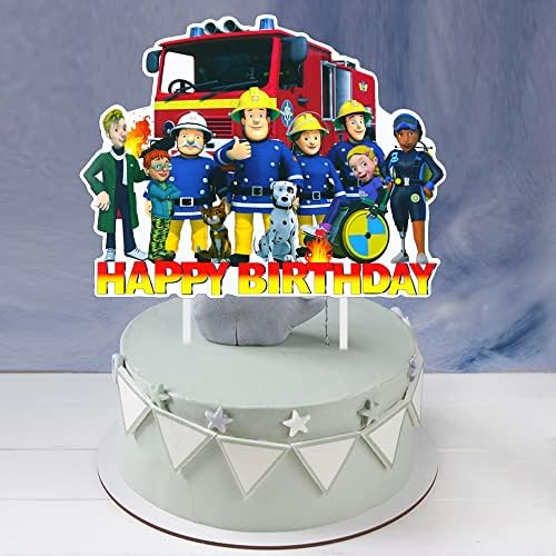 Пожарникар Среќен роденден за торта за торта - Тема на пожарникар за возрасни деца момчиња девојчиња за роденденска забава