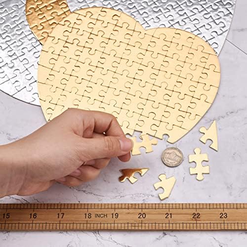 Fashewelry 4 комплети срцево празно сублимација сложувалка за сложувалка топлина топлинска пресметка термички трансфер DIY загатки за дипломирање свадбена забава
