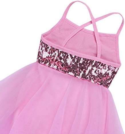 Девојки од FeeShow Girls Sequined Camisole Ballet Dance Tutu фустан гимнастички леотард асиметрично здолниште самовила костуми