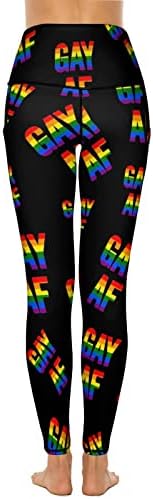 ЛГБТ геј гордост af женски јога панталони со високи хеланки на половината со џебови за теретани хулахопки