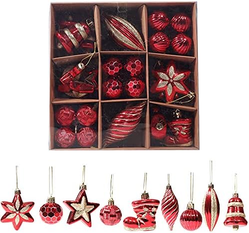 Орнамент за Божиќни топки на FGYSFT - 42 -пакувања Божиќни специјални облици Декоративни бубли што можат да се употребуваат повторно, сјајни разновидни