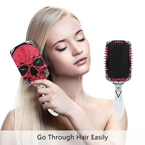 Четка за коса со перничиња од Vipsk, пластична шарена глава на череп, соодветна добра масажа и антитатична четка за коса за коса за