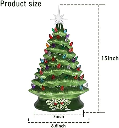Божиќна керамичка дрво-таблета новогодишна елка со светла осветлена гроздобер керамички керамички керамички керамички таблети за елка