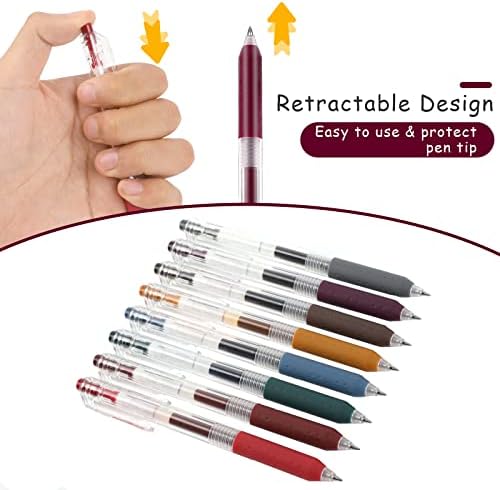 VIN Beauty 8 Pack Fine Point Gel Pens Pens Pentractable Retro Assater Assferted Color Inks Gel Pens Pens Pens Pensable Pens за списание,
