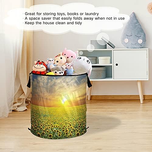 Зајдисонце сончогледи Полето се појавуваат алишта за перење со капакот за преклопување на капакот за складирање, склопувачка торба за перење