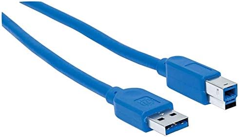 Менхетен 354301 SUPERSPEED USB B Уред Кабел, USB 3.0, Тип-Машки За Тип-Б Суперспеед Машки, 5 Gbps, 0.5 m, Сина