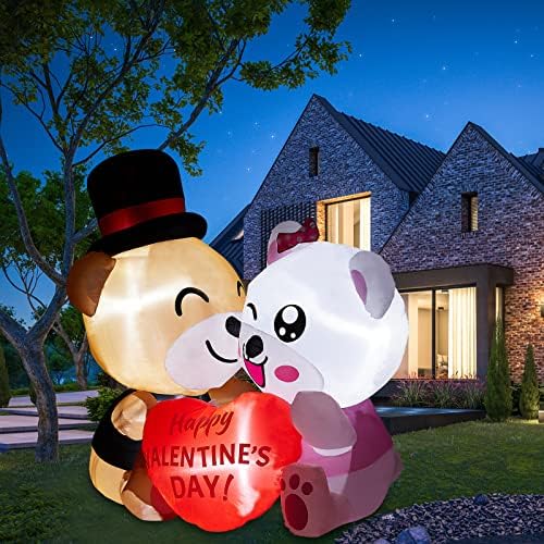 Валентин надуени надуени на отворено, 4,3 стапки на денот на вinesубените Ден на надувување на двојка мечка со loveубов, осветлена