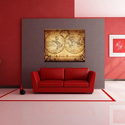 Sechars - Canvas wallидна уметност Антички гроздобер класичен стил платно мапа на светот Голем глобус мапа постер за платформа галерија