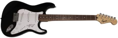 Prон Прин потпиша автограм со целосна големина Црна фендер Стратокастер Електрична гитара со автентикација на Jamesејмс Спенс JSA COA -