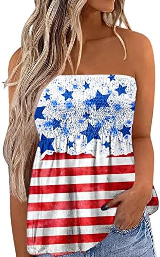 4 -ти јули кошули резервоар за врвови за жени во САД знаме летни обични кошули без ракави патриотски starsвезди ленти за трчање на резервоарот