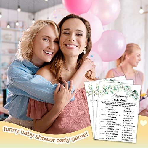 Картички за игри за бебиња за туширање, зелена тема бременост бонбони натпревар за играта за игра за бебиња за туширање ， смешен мраз за сладолед