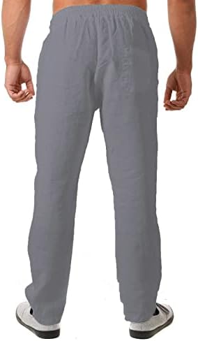 Памучни постелнини со мемија, цврста боја средно издигнување тенок фит -влечење еластична половината затегнати панталони со џемпери