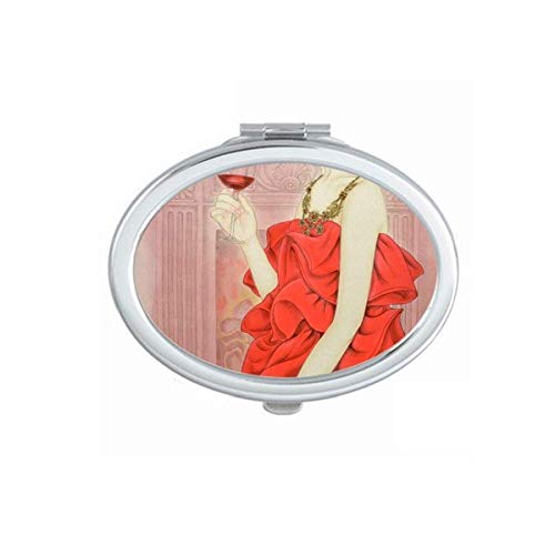 Црвен фустан убавина кинеска сликарска огледало преносна шминка за преклопување со двојни странични очила