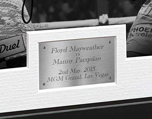 Потпишан 12x8 црн боксер Флојд Мејведер против Мани Пакијао автограмирана фотографија Фудбалска слика Рамка Подарок A4
