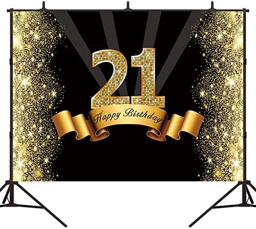 Црна И Златна 21 роденден Позадина 21 Години Роденден Декорации Позадина Среќен Роденден Фотографија Позадини Банер 6x4ft