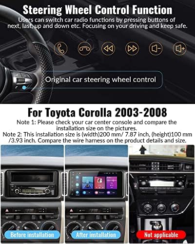 UNITOPSCI Android 11 Автомобил Стерео За Toyota Corolla 2003 2004 2005 2006 2007 2008 безжичен CarPlay&засилувач; Android Auto,