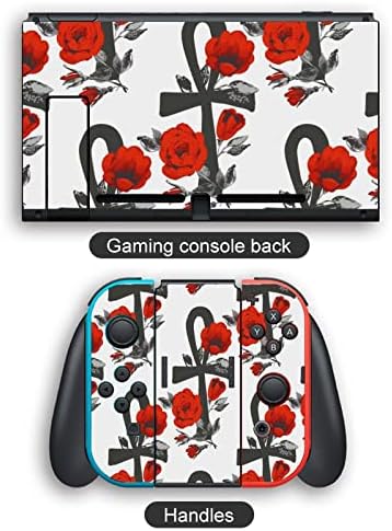 ANKH и црвени рози целосен поставен заштитник на налепницата за конзолата за прекинувач на Nintendo и прекинувачот Lite тенок кожа