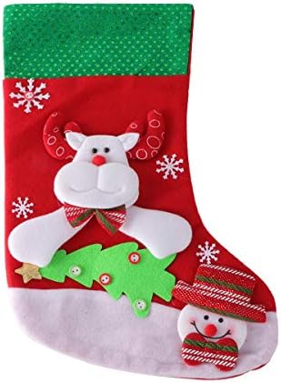 Абоофан 1 компјутер Божиќно чорап украсен чорап за чорап, голема миризба за бонбони за чување на овошје
