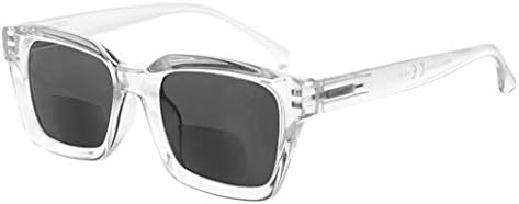 Бифокални очила за сонце на окото за жени кои читаат под сонцето стилски бифокални читатели затемнети леќи со преголем дел - транспарентни +2,00