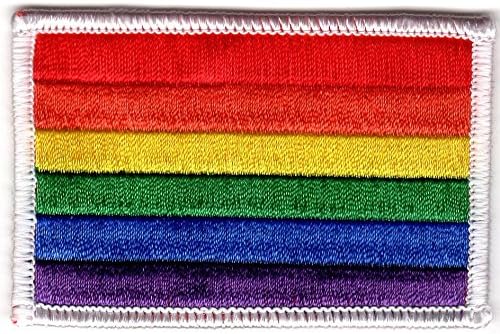 ЛГБТК знаме извезена лепенка бела граница - 5 пакет